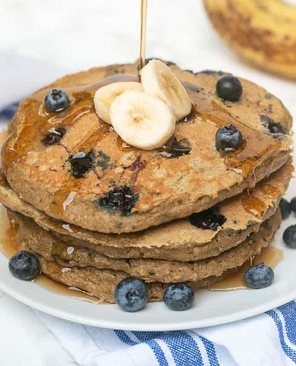 Blueberry Banana Oatmeal Pancakes for One (Gluten-Free & Dairy-Free)