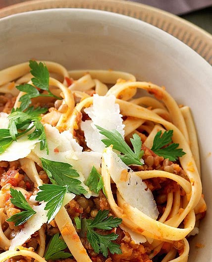 Vegetarian bolognese with fettuccine