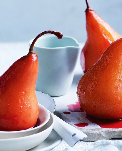 Spiced cranberry slow-cooker poached pears