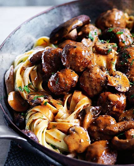 Venison meatball and wild mushroom ragout