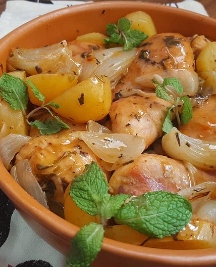 Receita de Coxa de frango assada com batata