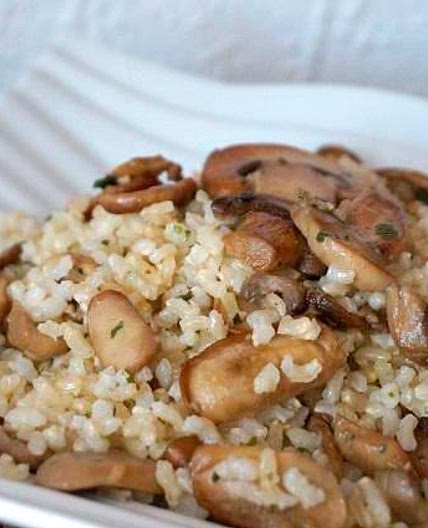 Receita de Arroz integral com cogumelo