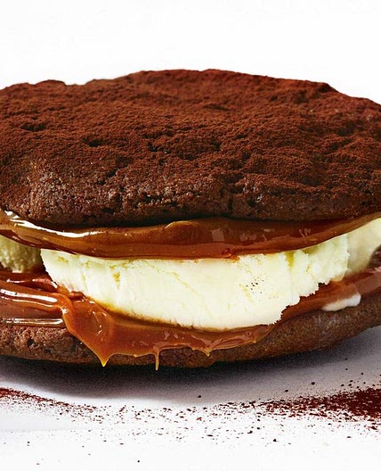 Triple choc cookie dulce de leche ice-cream sandwiches