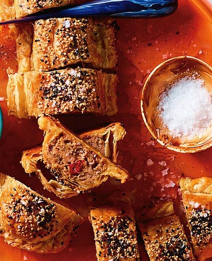 Pork and chorizo sausage rolls with chilli jam