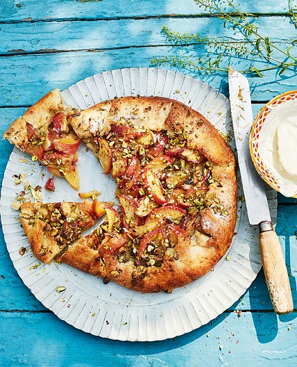 Peach and pistachio galette