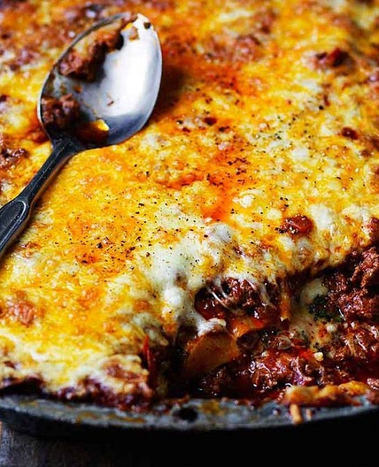 Three-meat three-cheese lasagne