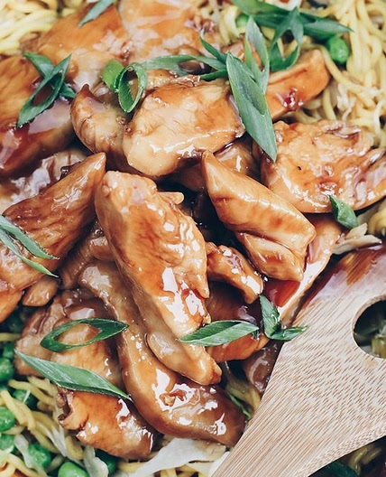 Sticky Honey Chicken Chow Mein recipe