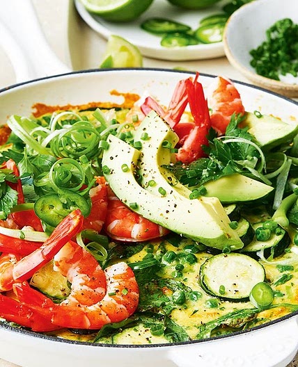 Prawn and avocado keto omelette