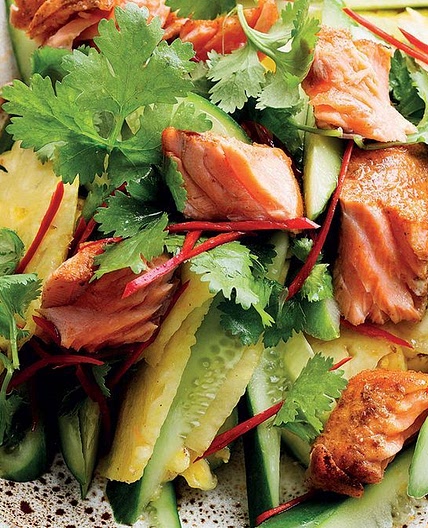 Valli Little's Cajun ocean trout with pineapple salad