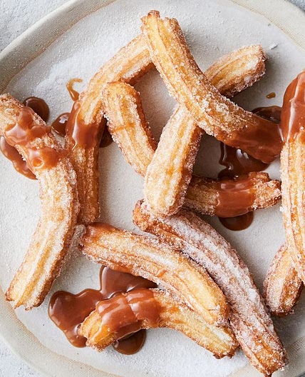 Mini churros with burnt salted caramel sauce recipe