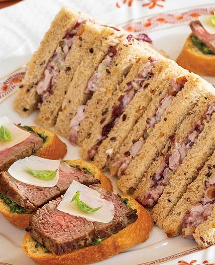 Cranberry-Walnut Ham Salad Tea Sandwiches