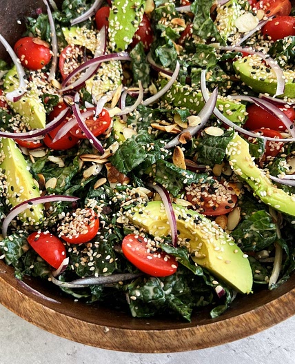 Kale Avocado Salad with Sesame Dressing