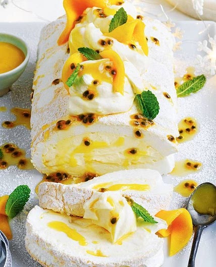 Lemon and lime curd pavlova roll recipe