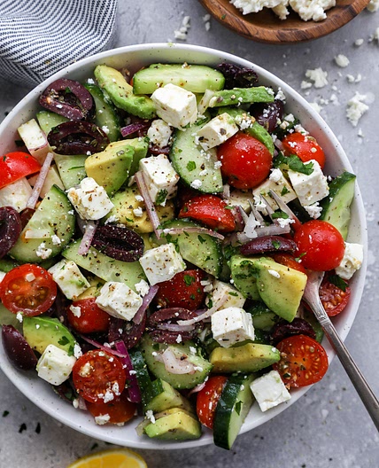 Easy Avocado & Feta Greek Salad