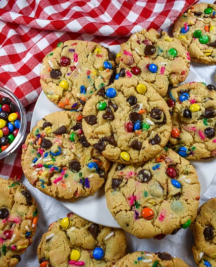Rainbow Peanut Butter M&M Cookies