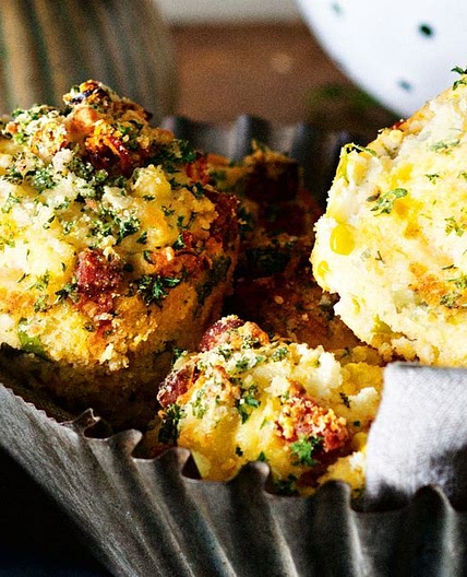Chorizo, corn and chilli streusel muffins