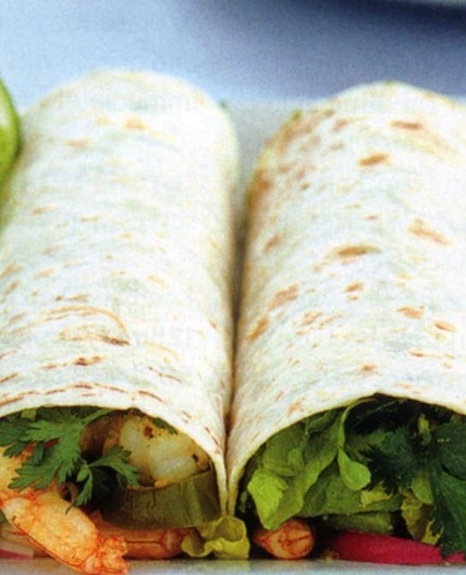 Prawn, lime & avocado burritos