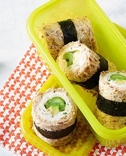 Chicken and avocado sushi sandwich