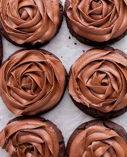 CRUMBL chocolate cake cookies with chocolate frosting