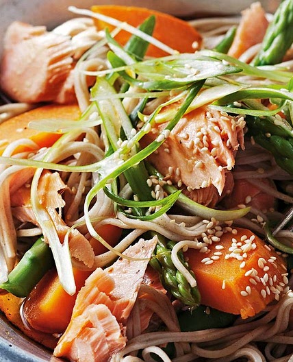 Salmon and sweet potato soba noodles