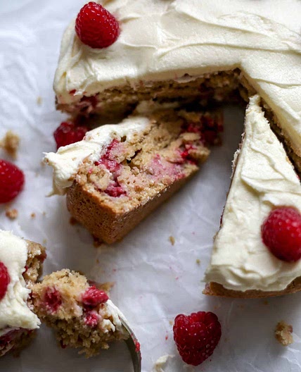 Light & Moist Summer Raspberry Cake with Oat Flour