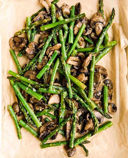 Roasted Asparagus and Mushrooms