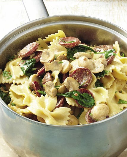 Chorizo and mushroom pasta