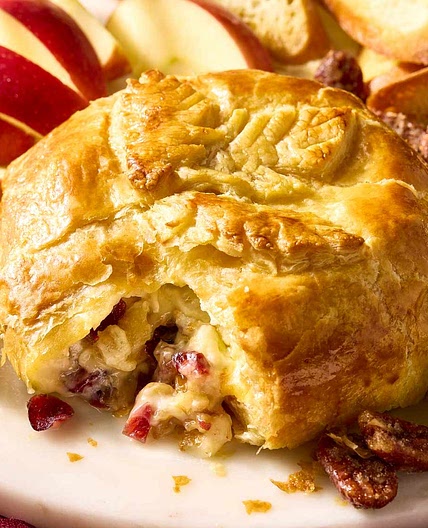 Baked Stuffed Brie with Cranberries & Walnuts
