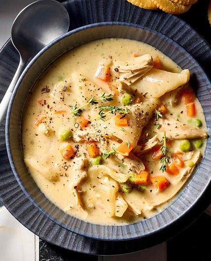 Chicken Pot Pie Soup with Pie-Crust Dumplings