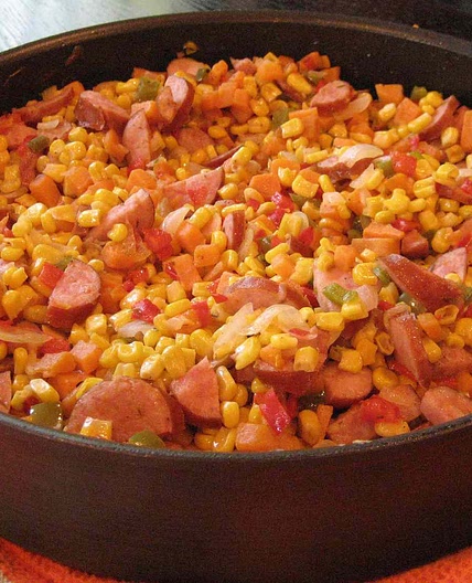 Fried Corn with Smoked Sausage