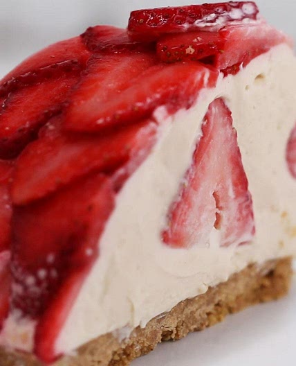 No-Bake Strawberry Cheesecake Dome Recipe by Tasty
