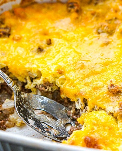 Keto Cheesy Ground Beef Cauliflower Casserole