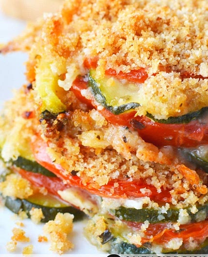 Zucchini Tomato Casserole with Crumb Topping