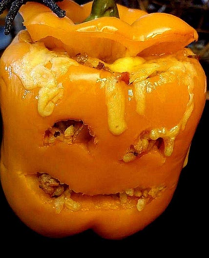 Stuffed Jack-O'-Lantern Bell Peppers