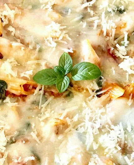 Three-Cheese Chicken Penne Pasta Bake