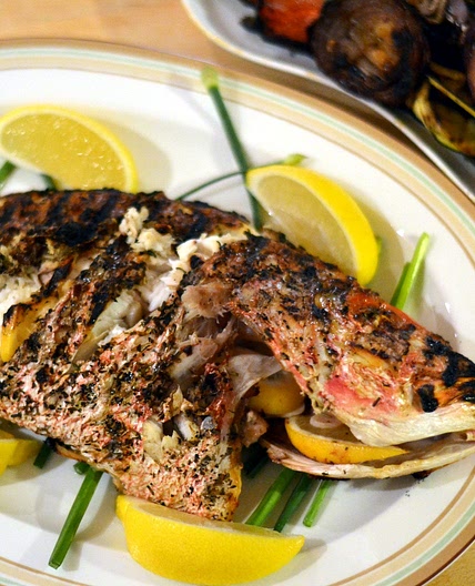 Grilled Whole Red Snapper with Lemon, Garlic, and Herbs de Provence