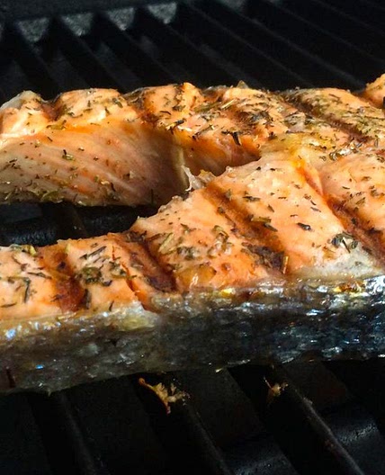 Grilled Salmon Steaks Italian-Style