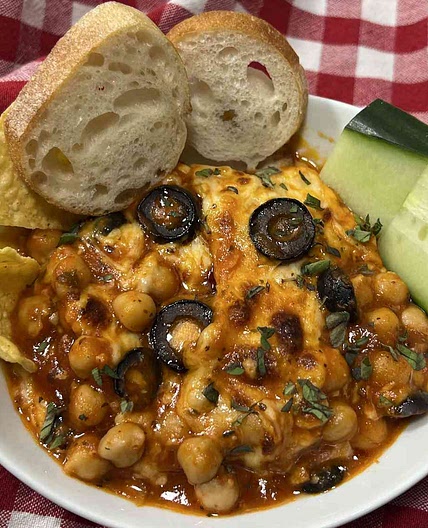 Cheesy Skillet Chickpeas