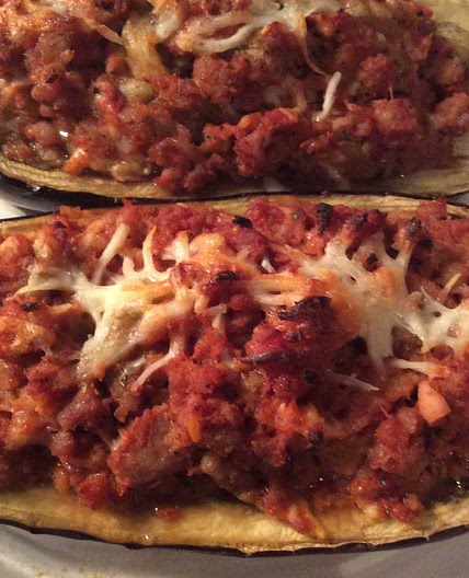 Sausage-Stuffed Eggplant