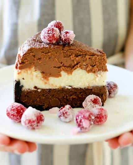 Pressure Cooker Triple Chocolate Layered Cheesecake