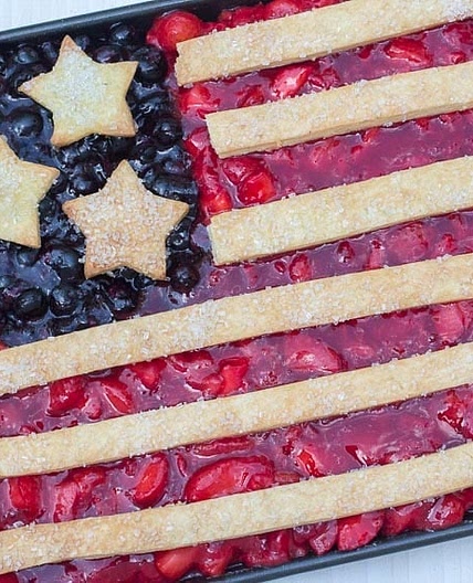 Fourth of July Flag Slab Pie