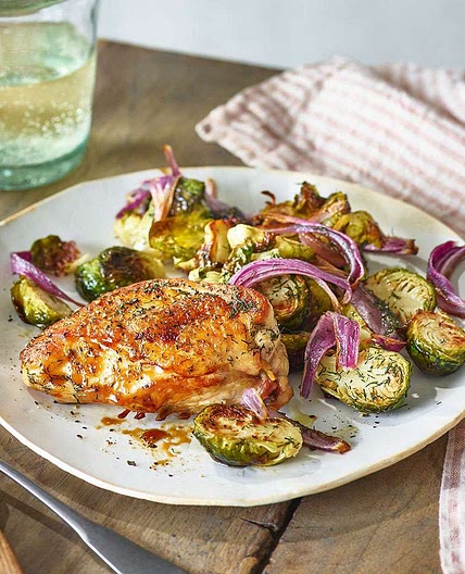 Salt & Vinegar Sheet-Pan Chicken & Brussels Sprouts