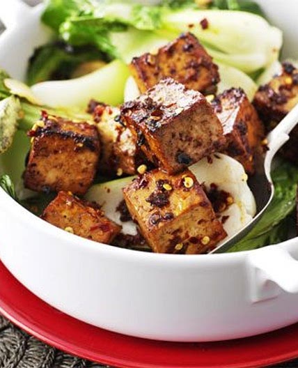 Ginger sweet tofu with pak choi