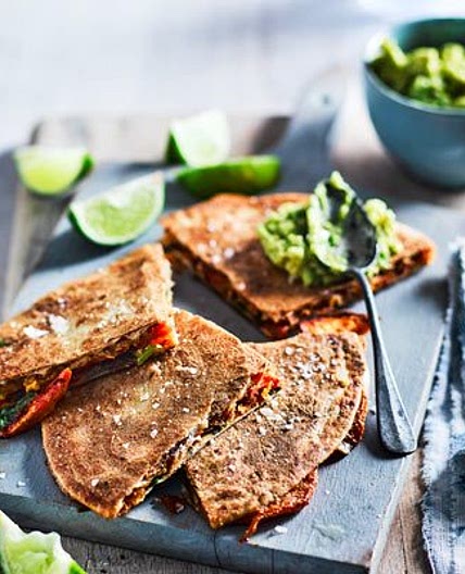 Sweet potato, peanut butter & chilli quesadillas