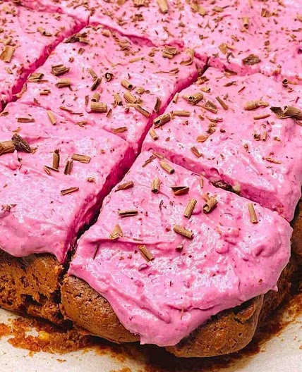 Brownies Topped with Pink Berry Cream