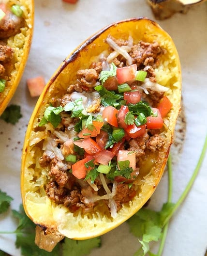 Turkey Taco Spaghetti Squash Boats