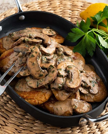 Chickpea Piccata with Mushrooms