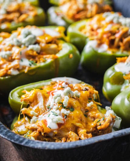 Buffalo Chicken Stuffed Peppers (Keto)