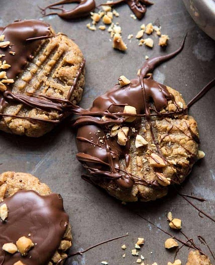 5 Ingredient Chocolate Dipped Peanut Butter Cookies