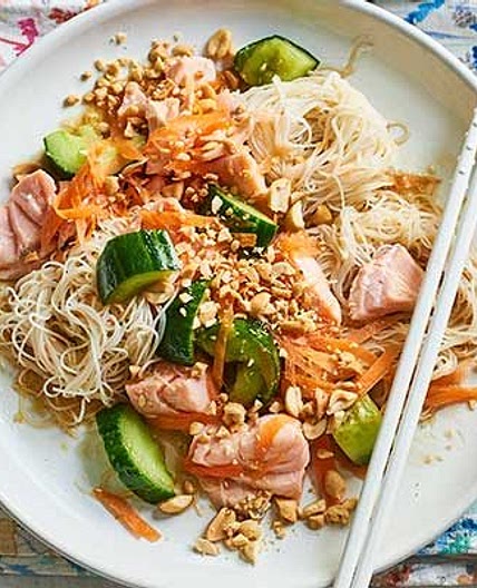 Salmon & smacked cucumber noodles